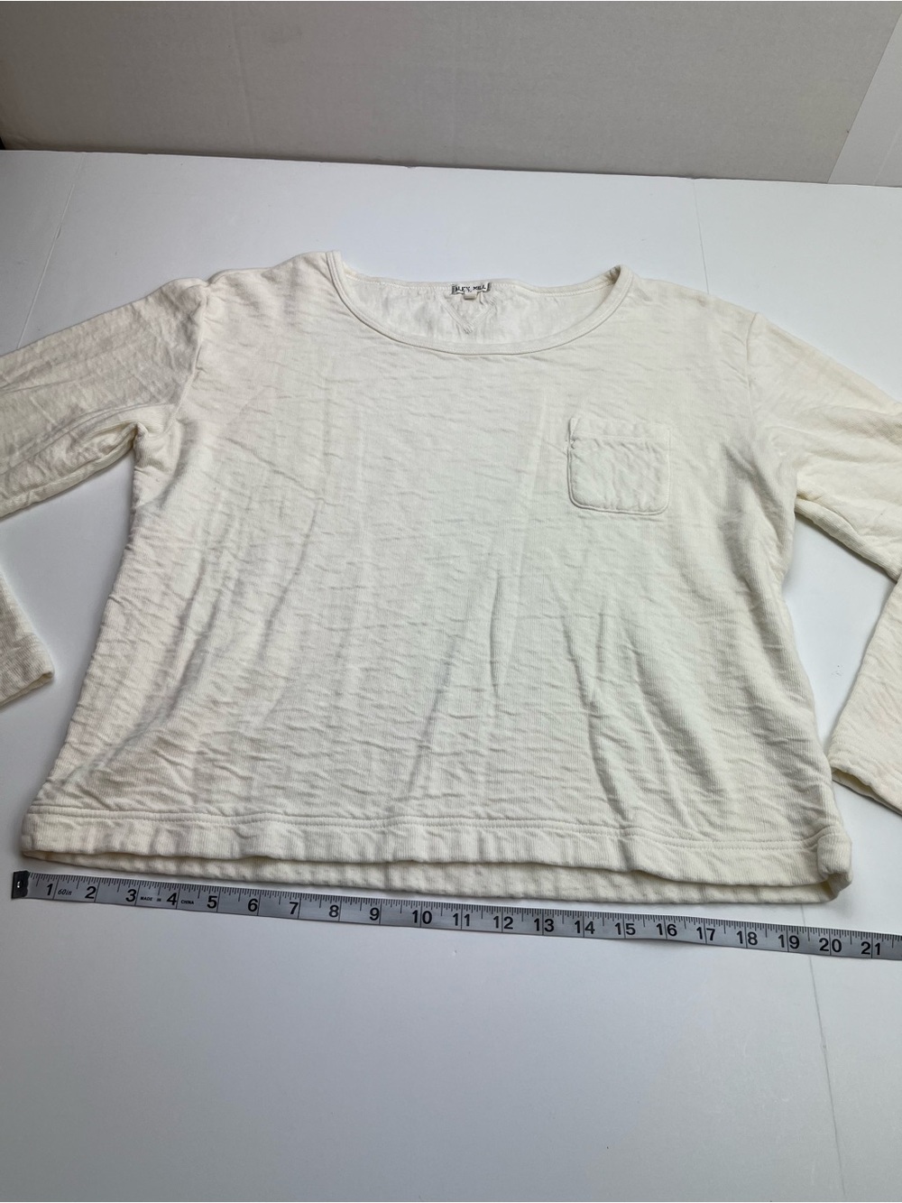 Alex Mill 100% Cotton Cream Long Sleeve Top Pocket Womens Size Large Minimalist - Picture 8 of 10